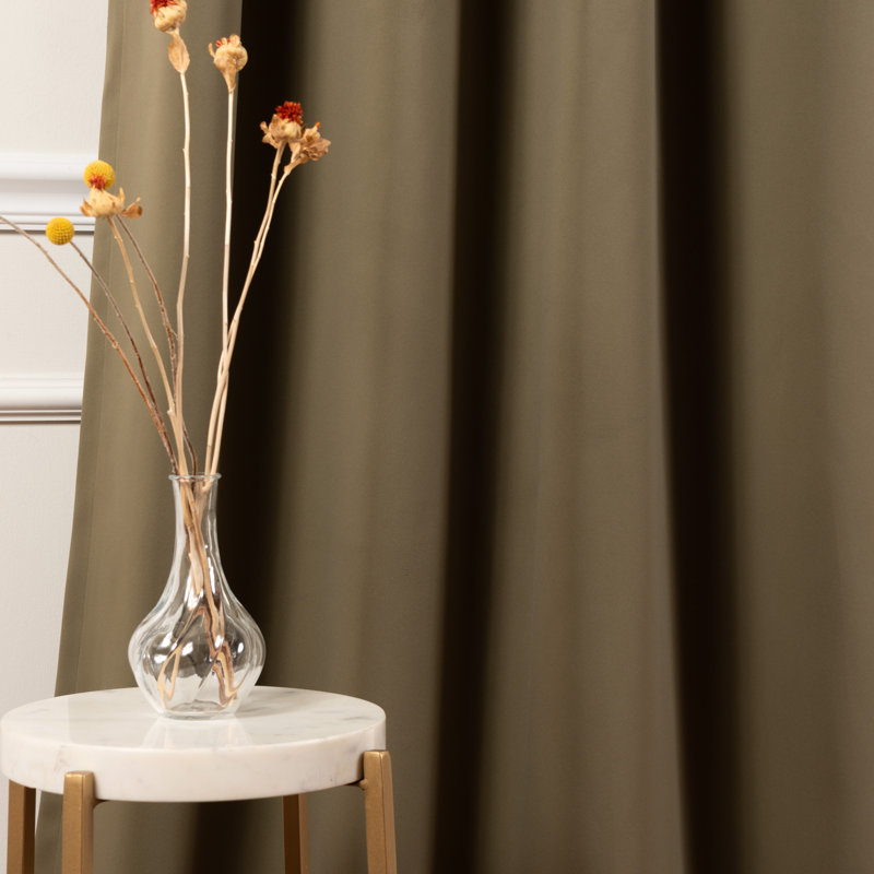 Anthuan Blackout Single Curtain Panel, 52" W x 132" L, Olive