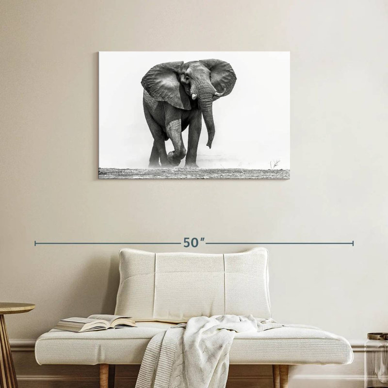 African Elephant Walking, 24" H x 36" W