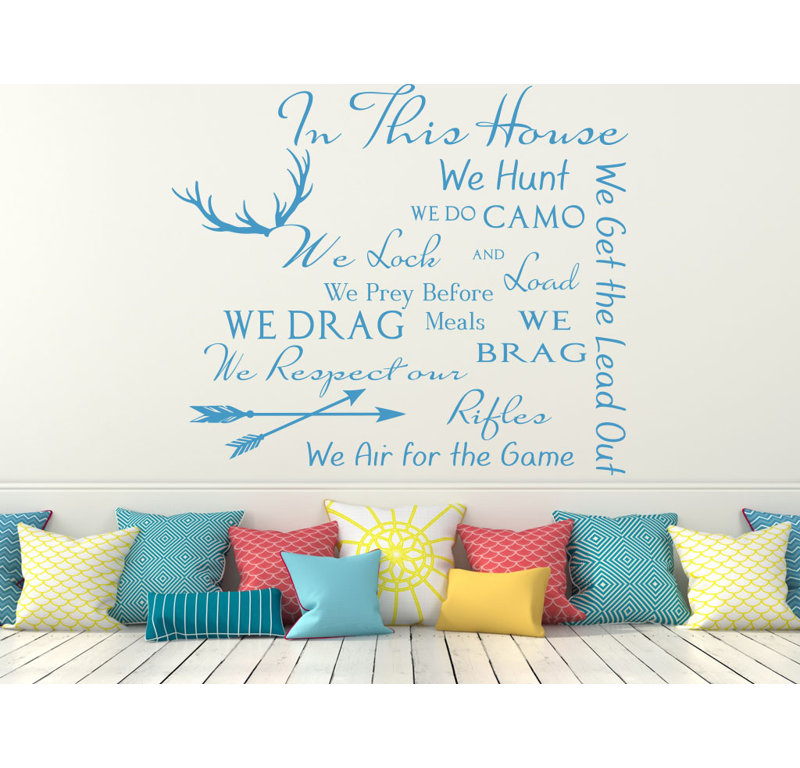 Décalcomanie murale citation règles maison family, Bleu