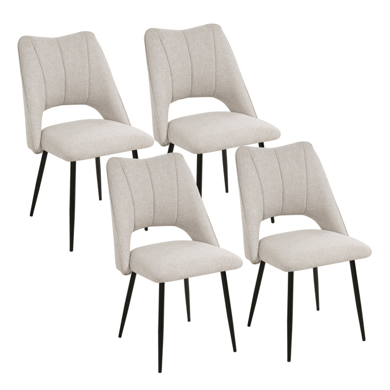Chaises en métal à haute résilience en mousse de style moderne et minimaliste idéales pour la cuisine et la salle à manger beige
