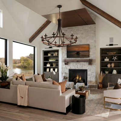 Cailley 12-Light Dimmable Wagon Wheel Chandelier with Adjustable Height