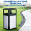 Poubelle commerciale d'extérieur robuste, poubelle carrée en métal résistante aux intempéries de 40 gallons avec couvercle pour les parcs, les rues, le patio et les espaces publics-126646047-126646046