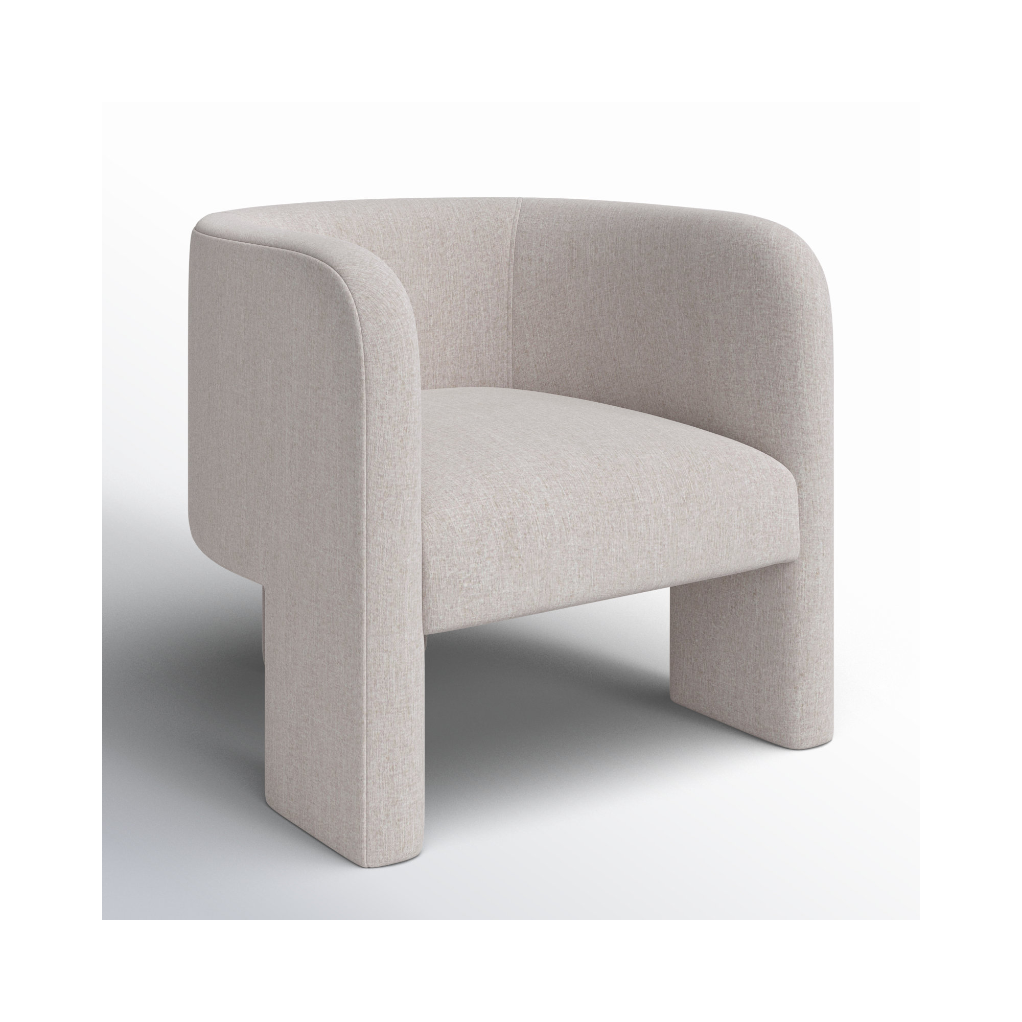 Ellum Upholstered Barrel Chair, Light Gray Linen