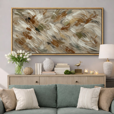 Neutral Abstract Composition Artwork, Living Room Office Pictures, Framed Canvas Giclee Print Wall Art