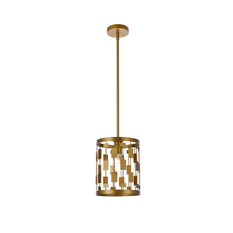 Luminaire suspendu tambour Fritz, Laiton, 1 lumière, H 11 po x l 9,5 po x P 9,5 po