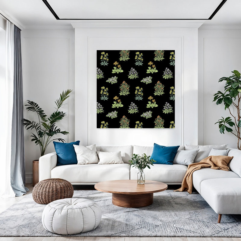 Art contemporain, art floral rétro, H 48 po x l 48 po