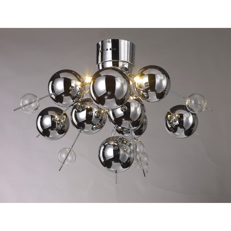 Glass Semi Flush Mount, Chrome/Clear