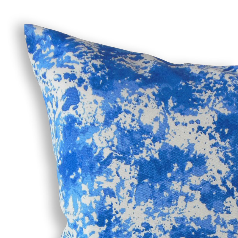 Oreiller en coton Delyth, 18 po x 18 po, Bleu, Coussin décoratif