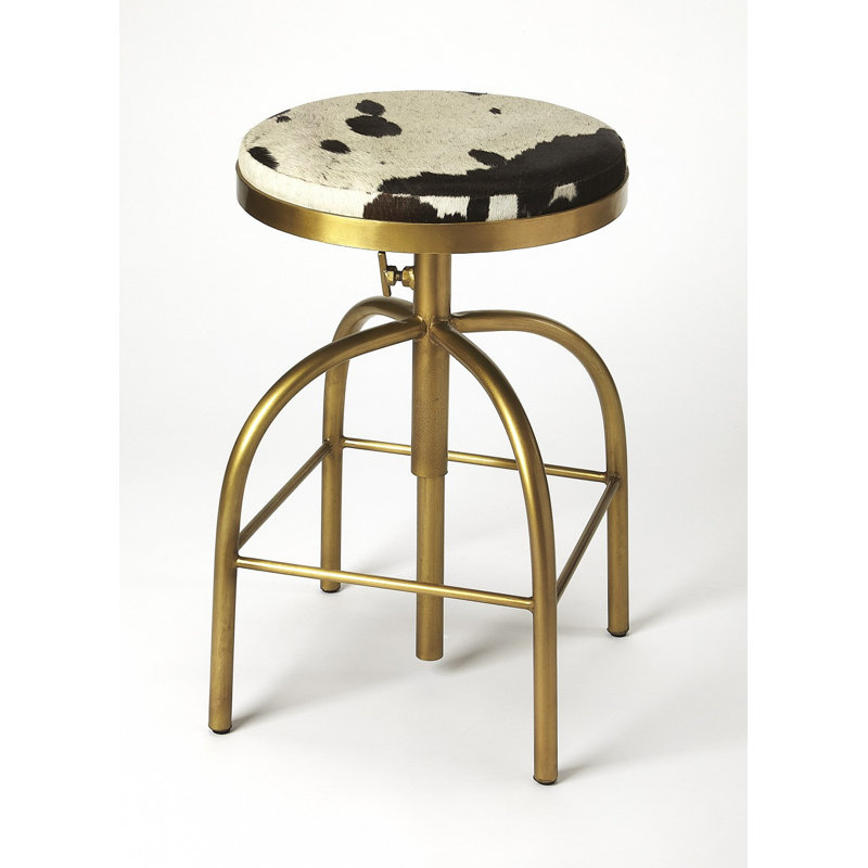 Morpeth Genuine Hair-on-Hide Adjustable 26"-35"H Swivel Counter/Bar Stool