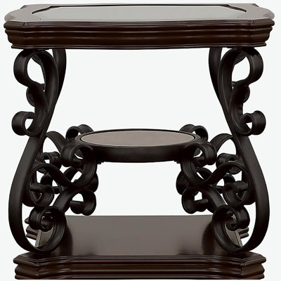 Bianca Merlot 2-Shelf Glass Top End Table