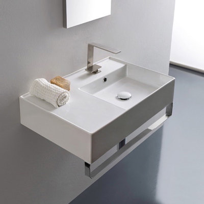 Scarabeo By Nameeks 17.3'' Glossy White Ceramic Rectangular Bathroom Sink with Overflow