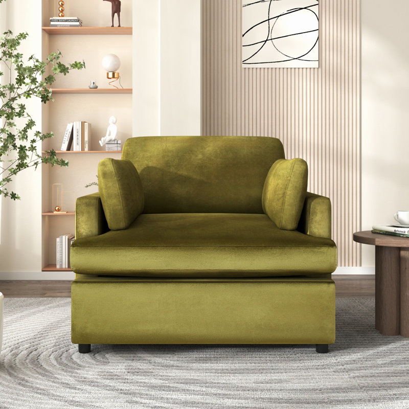 Chaise rembourrée, fauteuil d'appoint avec accoudoirs, Velours vert