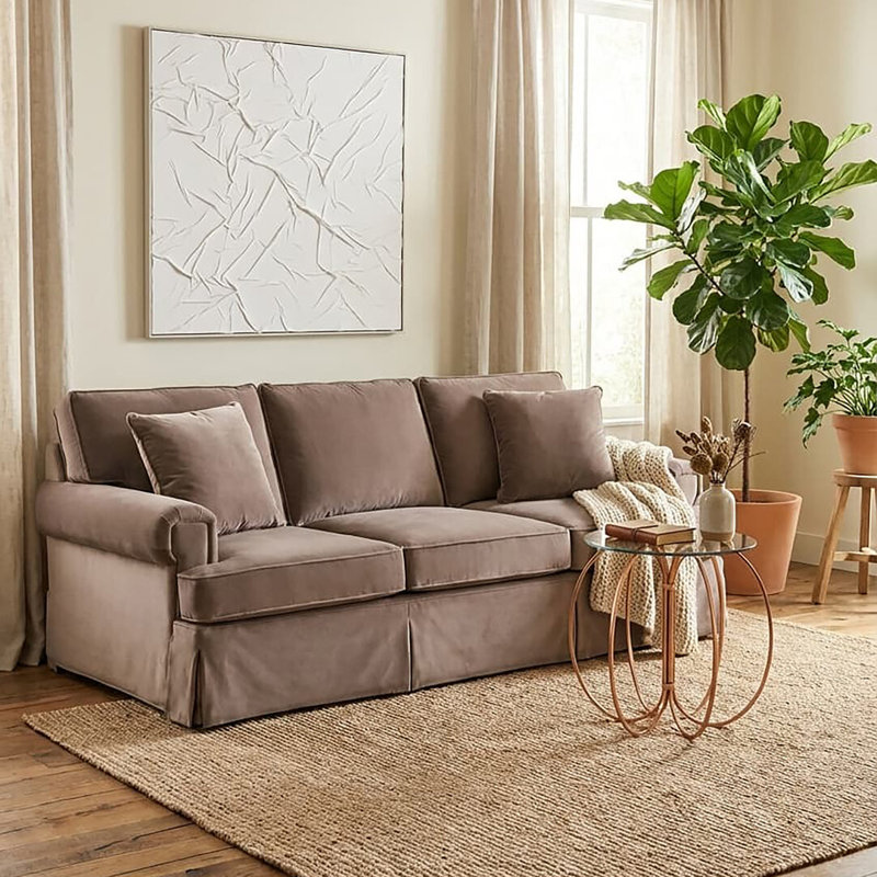 3 Seater Velvet Sofa, Brown