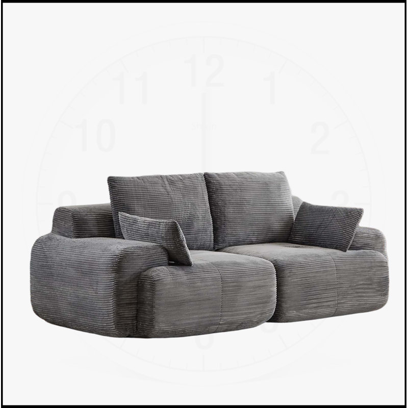 Canapé moderne modulaire en mousse à mémoire de forme compressée, grand canapé modulaire 2 places pour le salon, canapé modulaire Cloud pour animaux de compagnie, tissu en velours côtelé, causeuse très profonde, sans assemblage requis, gris