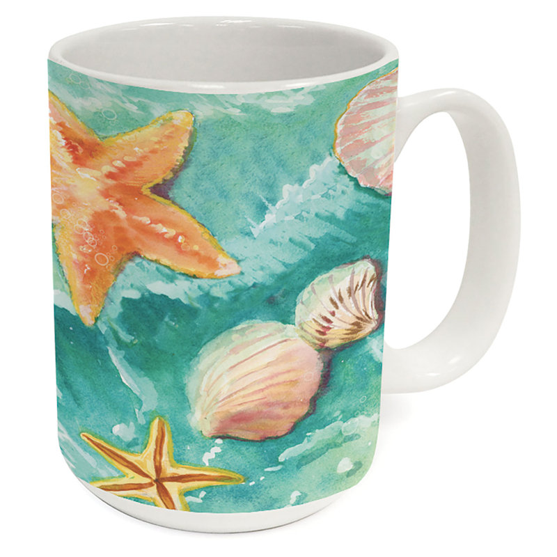 Beach Shells 15 oz. Decorative Ceramic Mug