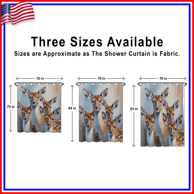 Ensemble de rideaux de douche Group of Deer, 70in W x 93in H