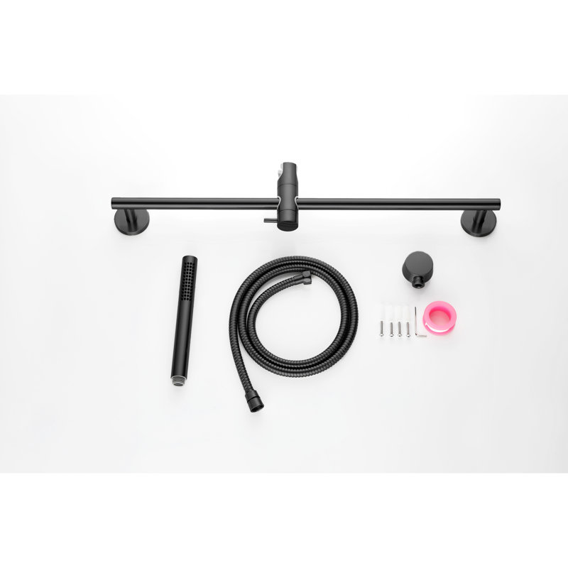 28-Inch Slide Bar Handheld Shower With 59-Inch Hose - Adjustable Height Head Nozzles, Strong Stainless Steel Matte Black Look Robust Finish