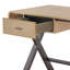 Bureau industriel avec plateau en aluminium doré et pieds gainés de cuir