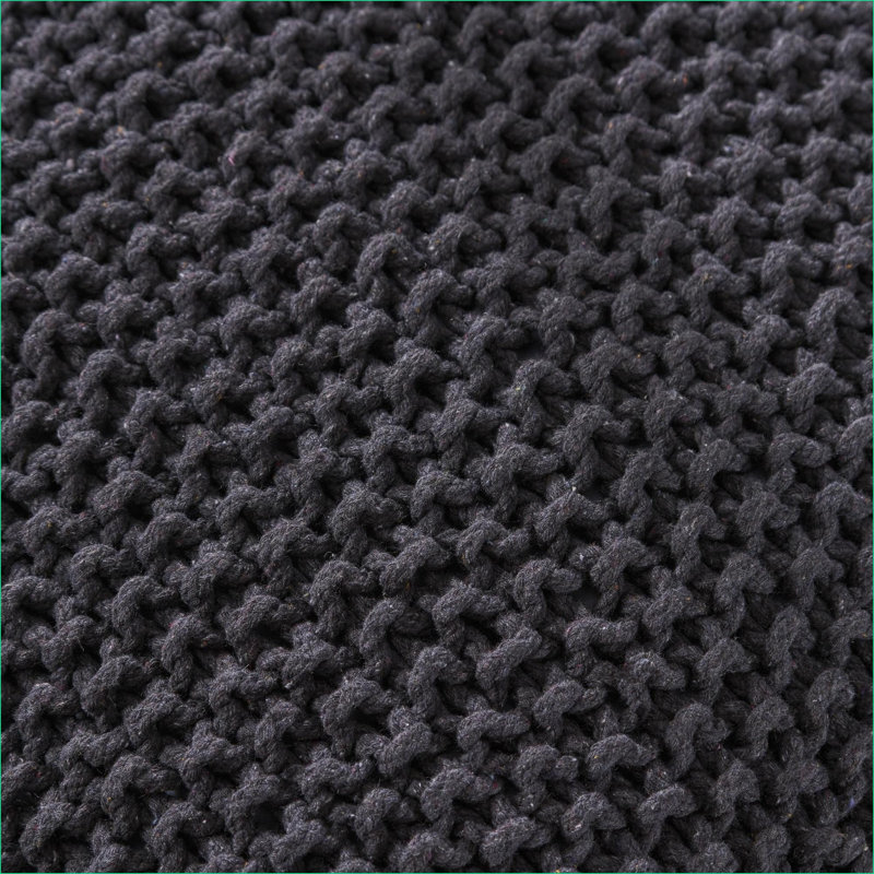 Pouf cubique carré en coton fabriqué à la main, siège d'invité supplémentaire pour repose-pieds dans la maison | Gris anthracite | Coton