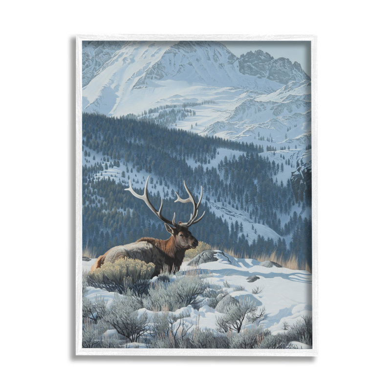 «Stupell Industries Deer in Snowy Mountains», art mural sur toile par Clinton Jammer, H 30 po x l 24 po x P 1,5 po
