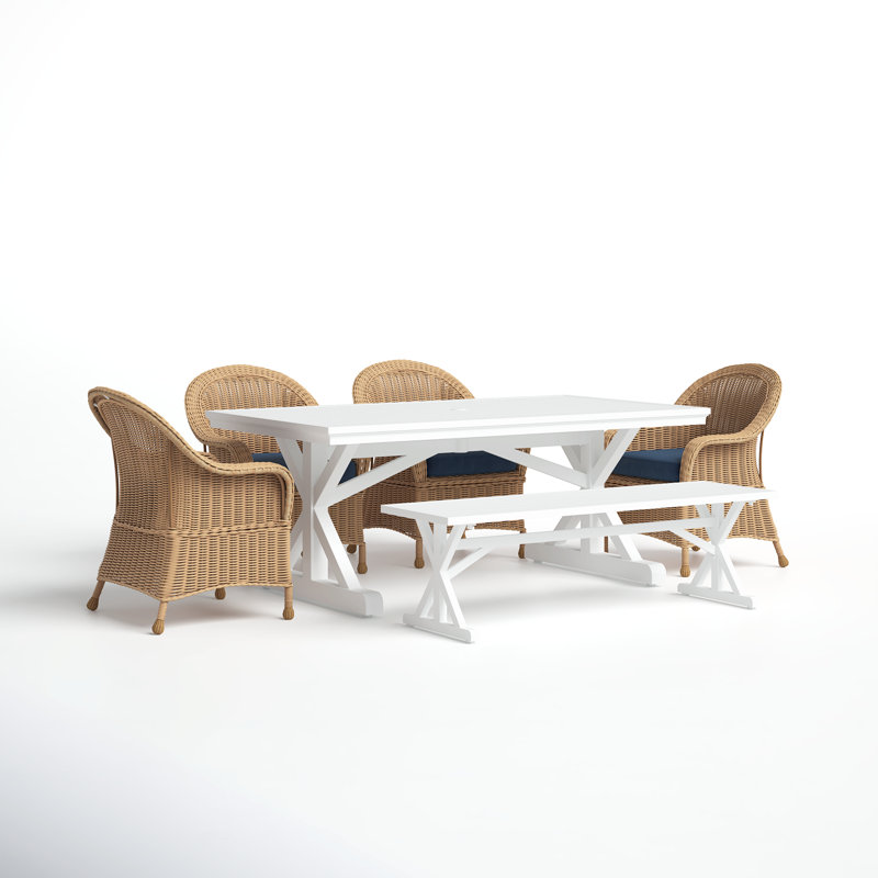 Ceridwen 6 - Person Patio Dining Set with Rectangular Table , Cushions Included
