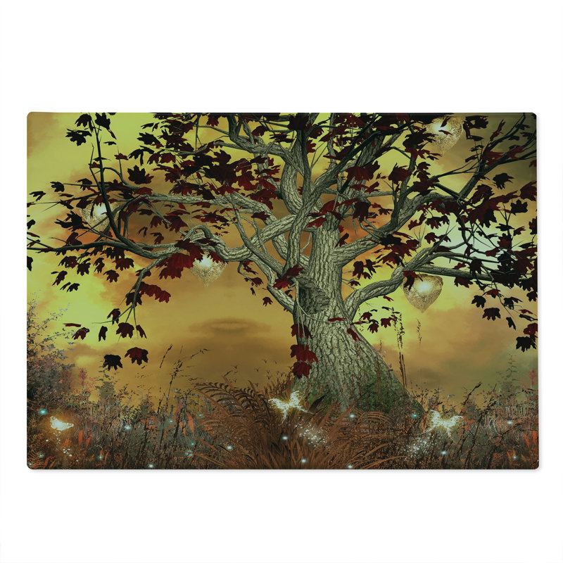 Ambesonne Tree Cutting Board Large Size Earthy Color Tones Composition Amber Fawn Burgundy