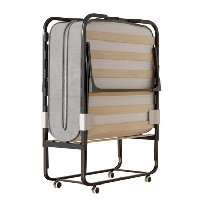 Twin Folding Bed with 4" Memory Foam & Lockable Wheels