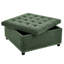 Repose-pieds carré avec rangement caché, garnitures cloutées, convient à plusieurs pièces, surface et décoration en tissu à usage moyen, bureau de chambre à coucher avec rangement, sièges moelleux