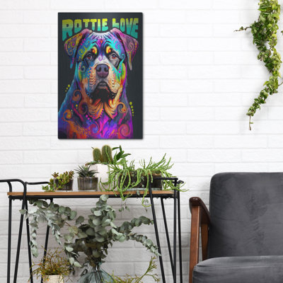 Art mural en métal Winston Porter «Rottie Love» par Dean Russo