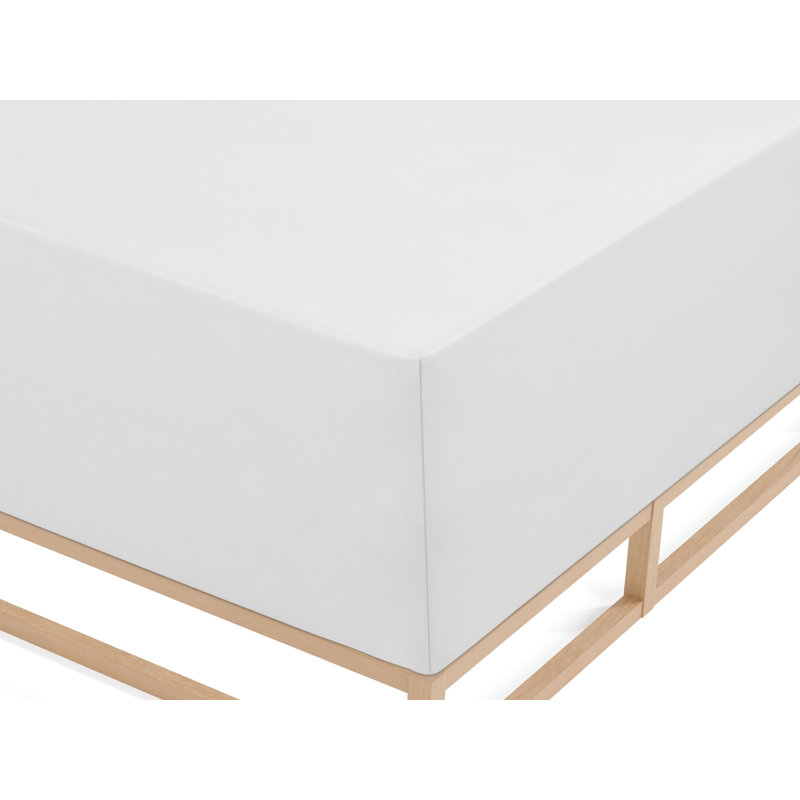 100% Cotton Jersey Knit Fitted Sheet, White, 90-100 x 190-220 cm