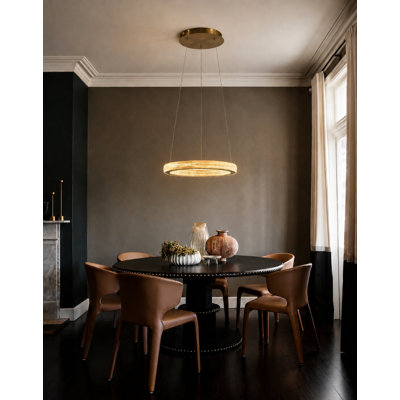 1-Light Sand Gold LED Chandelier With A Clear Acrylic Diffuser