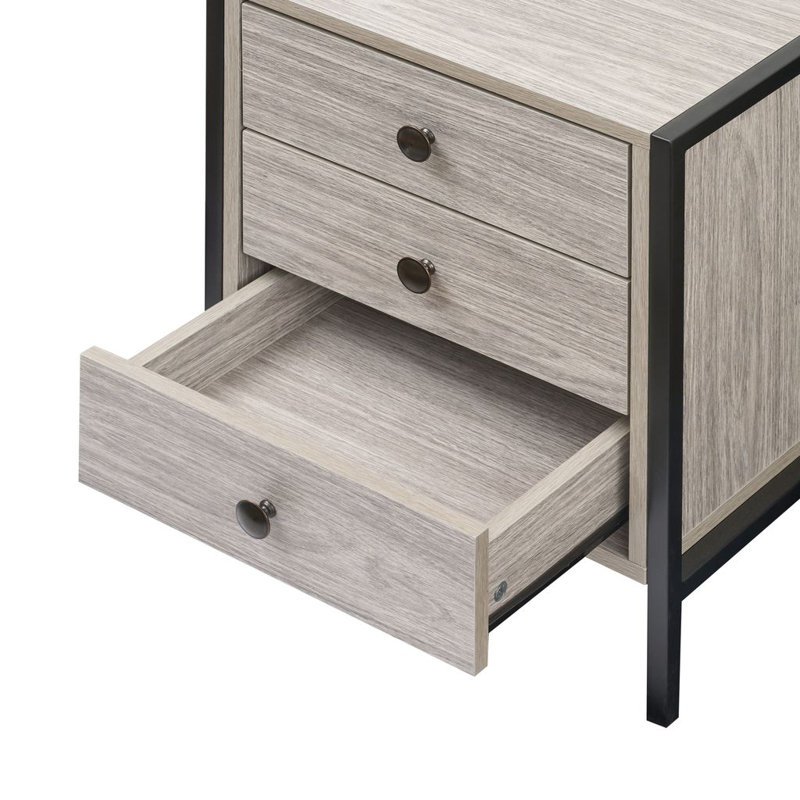 Alva 3 Drawer Bedside Table, Grey