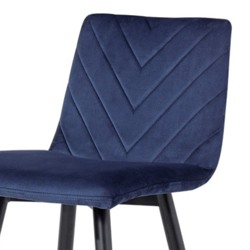 Holt Retro Bar Stool - Blue Velvet, Blue / Blue, Blue