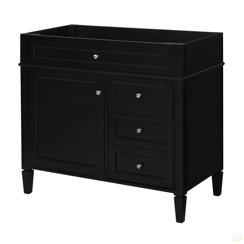 Meuble-lavabo de 36 po sans lavabo supérieur, armoire de rangement moderne avec 2 tiroirs et un tiroir basculant, structure en bois massif