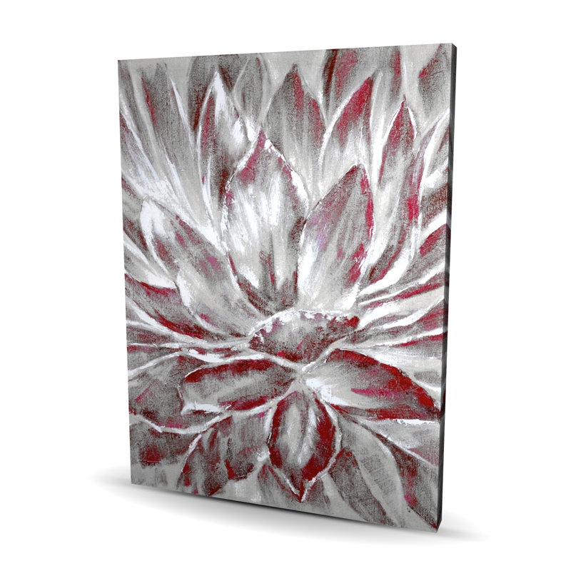Red and Gray Flower - Contemporary Red Canvas for Home Decor