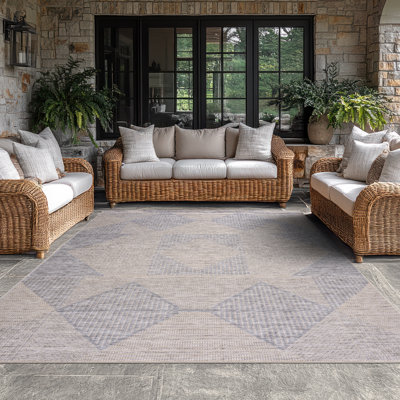 April Geometric Beige & Gray Indoor / Outdoor Area Rug