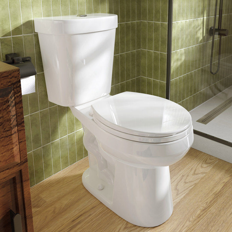 HOROW Round Chair-Height Two-Piece Toilet with Dual Flush and Soft-Close Seat, Floor Mounted, 1.28 GPF