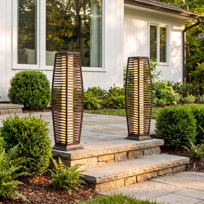 Freida Solar Wicker Floor Lamp Set