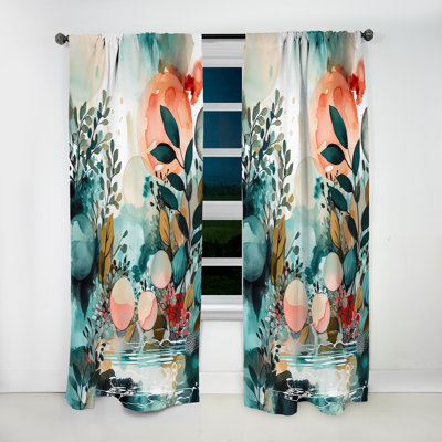 Seigel - Rideaux en velours plumes Boho - 1 reflet vert et orange d'un esprit libre - 1 panneau