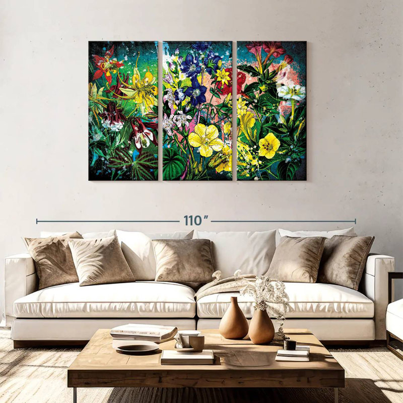Harnek Grunge Spring Flowers, 48" H x 74" W