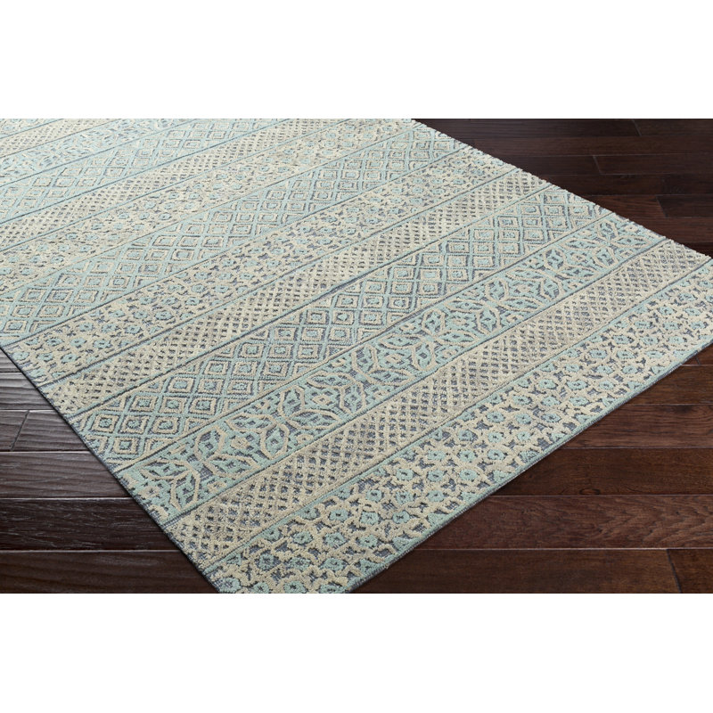 Tapis bleu marine/bleu marine en laine touffeté fait main sud-ouest Achiles, Rectangle 2 pi x 3 pi