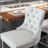 Velvet Upholstered Bar stools with Chrome Nailhead Trim and Wooden Legs (Beige,Set of 2)-694469927-694469924
