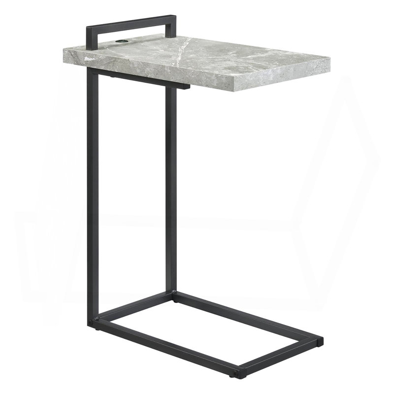 Table en C avec port de charge USB, Gris