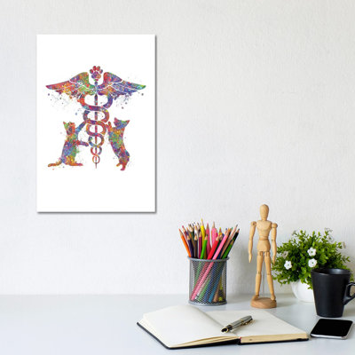 Caduceus Vet Cat by Genefy Art - Wrapped Canvas Print