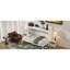 Lit simple blanc TG avec bureau, DEL et station de charge. Structure et cadre en bois massif pour un bureau à domicile moderne ou un bureau de chambre d'amis. Fabrication en pin élégant