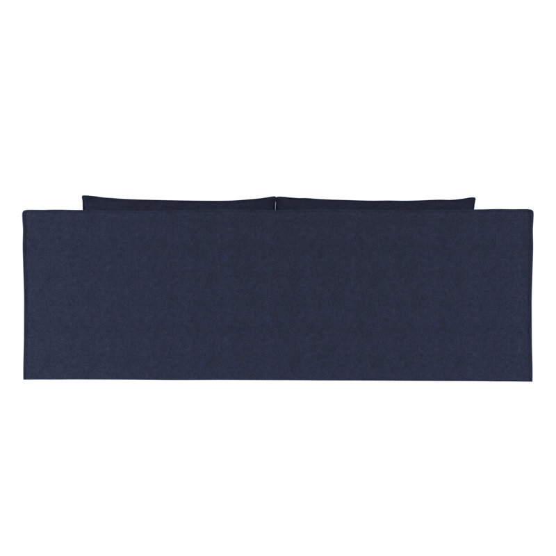 Mulberry Square Track-Arm Sofa with Flange Seam, 33" H x 84" W x 45" D, Plush Velvet Blue Print, Ebony