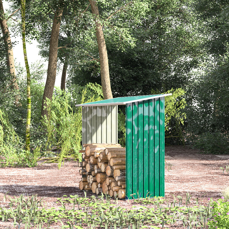 164cm W x 83cm D Metal Log Store, Green