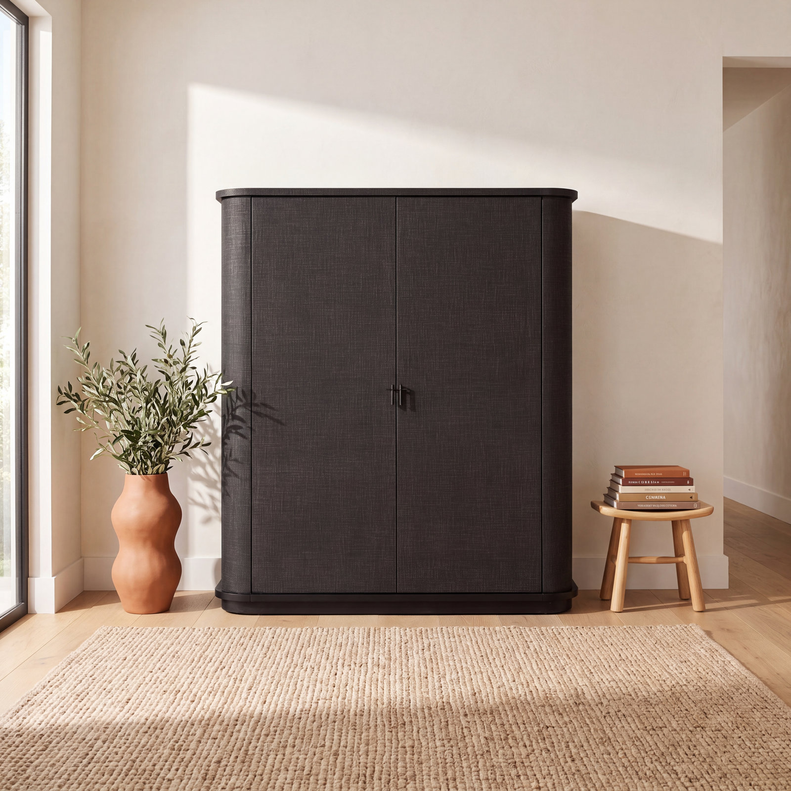 Arianna Mahogany Sideboard, Black Linen