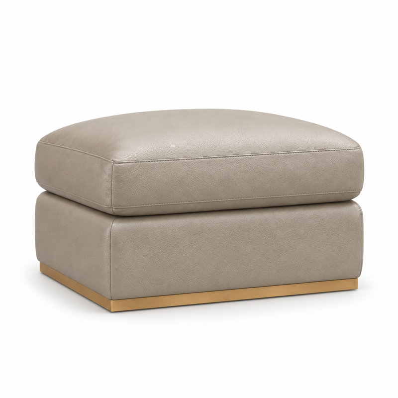 Aviar Heirloom Quality Ottoman in Buttery Soft 100% Top Grain Leather, Made to Order, Boca Cashmere