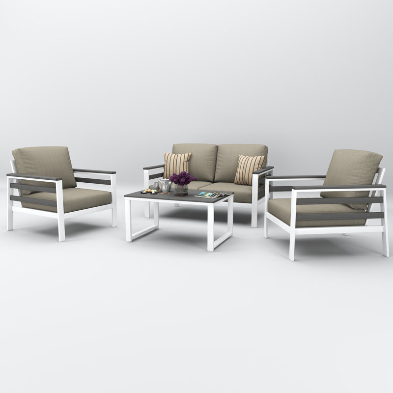 Townsend 4-Person Sunbrella® Patio Seating Group, Spectrum Dove, Gray